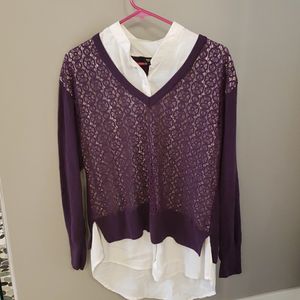 Simply Vera Wang Lace Front Mock Layer Sweater